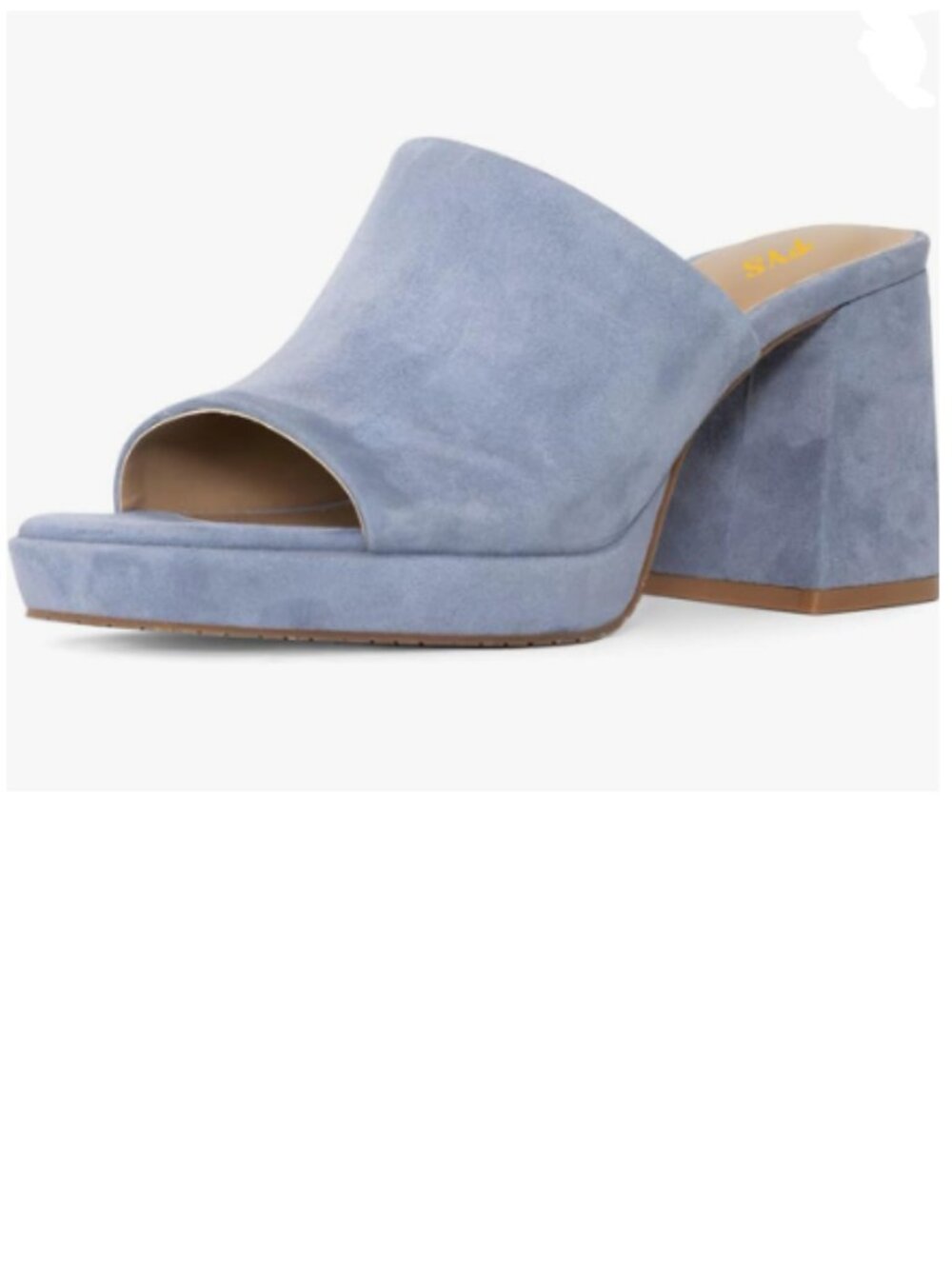 FYS Sky Blue Open Toe Mules Slip on Block High Heel Slippers Platform Sandal